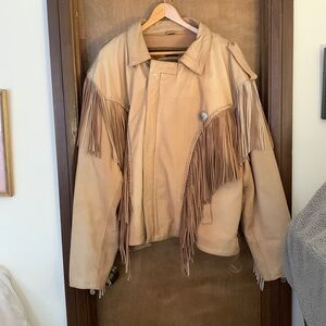 XL Men’s Hot Leathers Brand Fringed Leather Coat Jacket w/removable liner